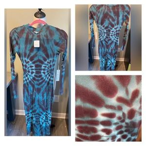 Free People ribbed maxi tie dye dress SZ SM